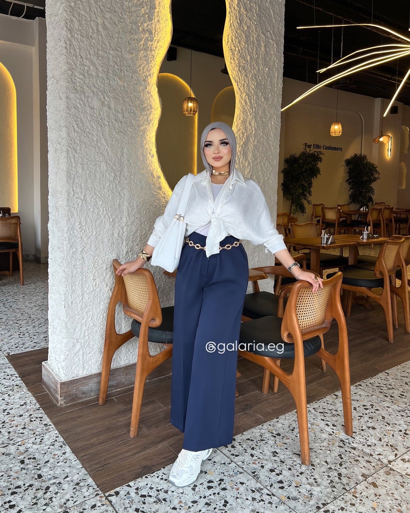 Wide Leg Pants - Navy Blue