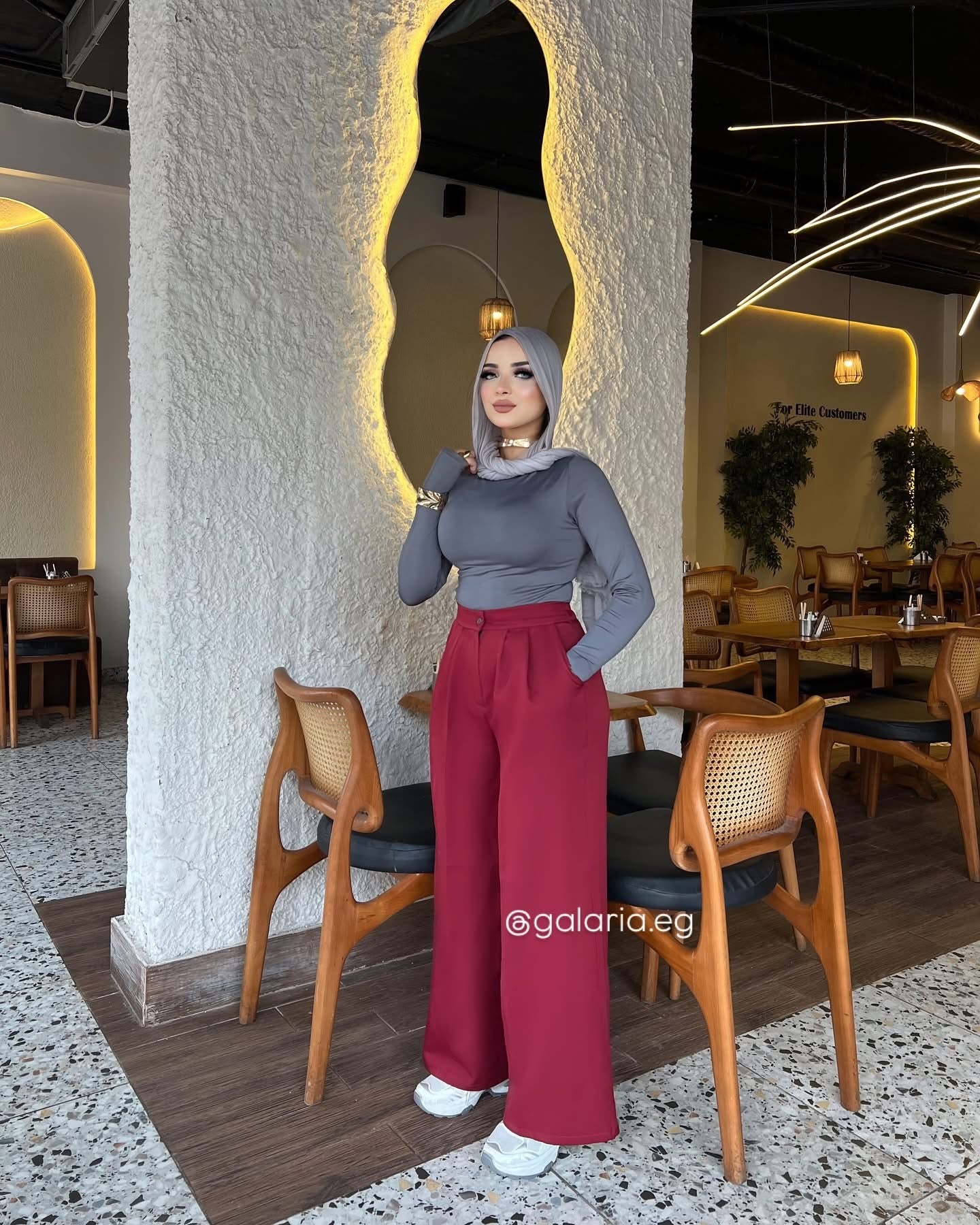 Wide Leg Pants - Dim Red