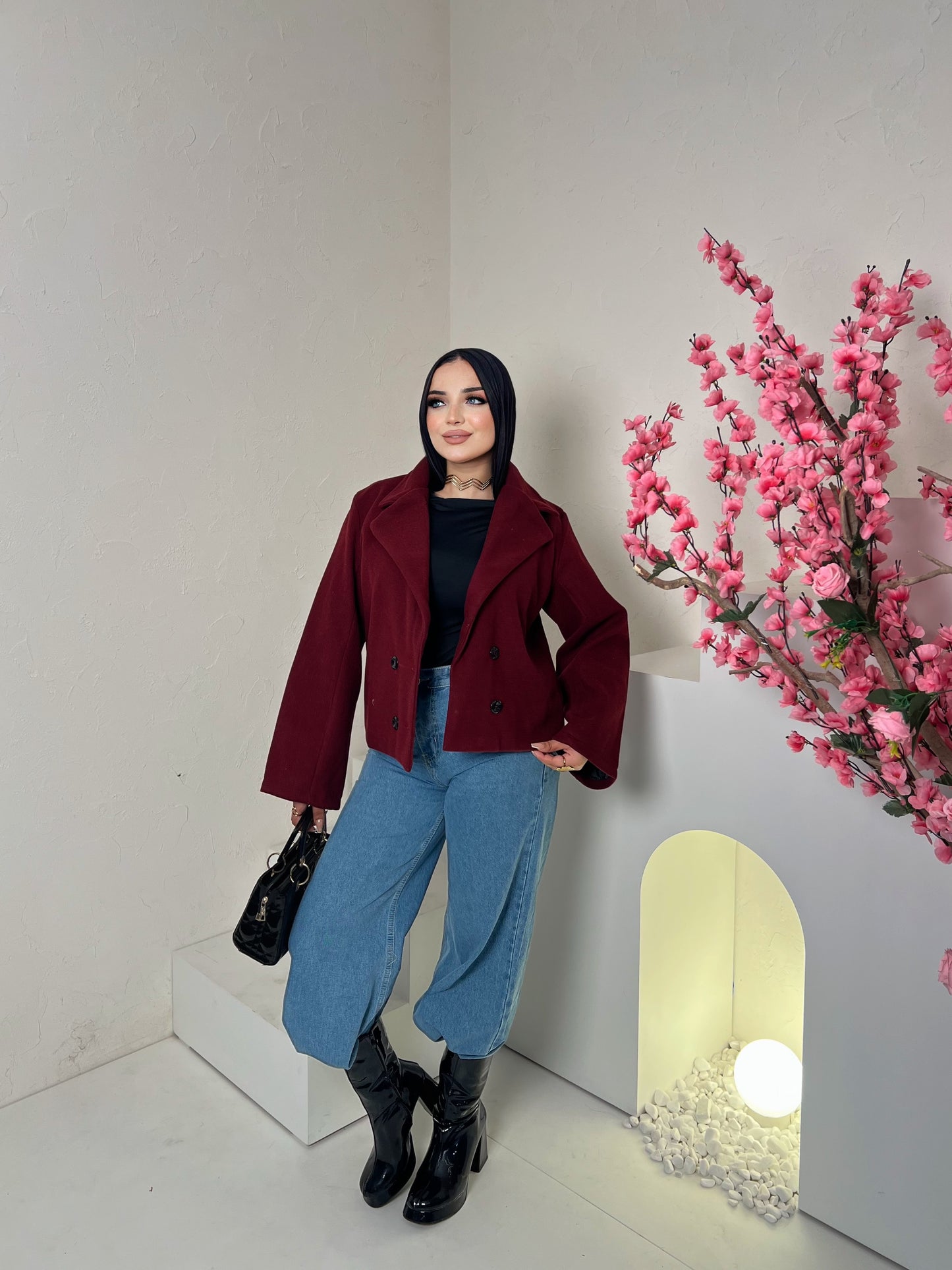 Kayla’s Cropped Jacket - Burgundy