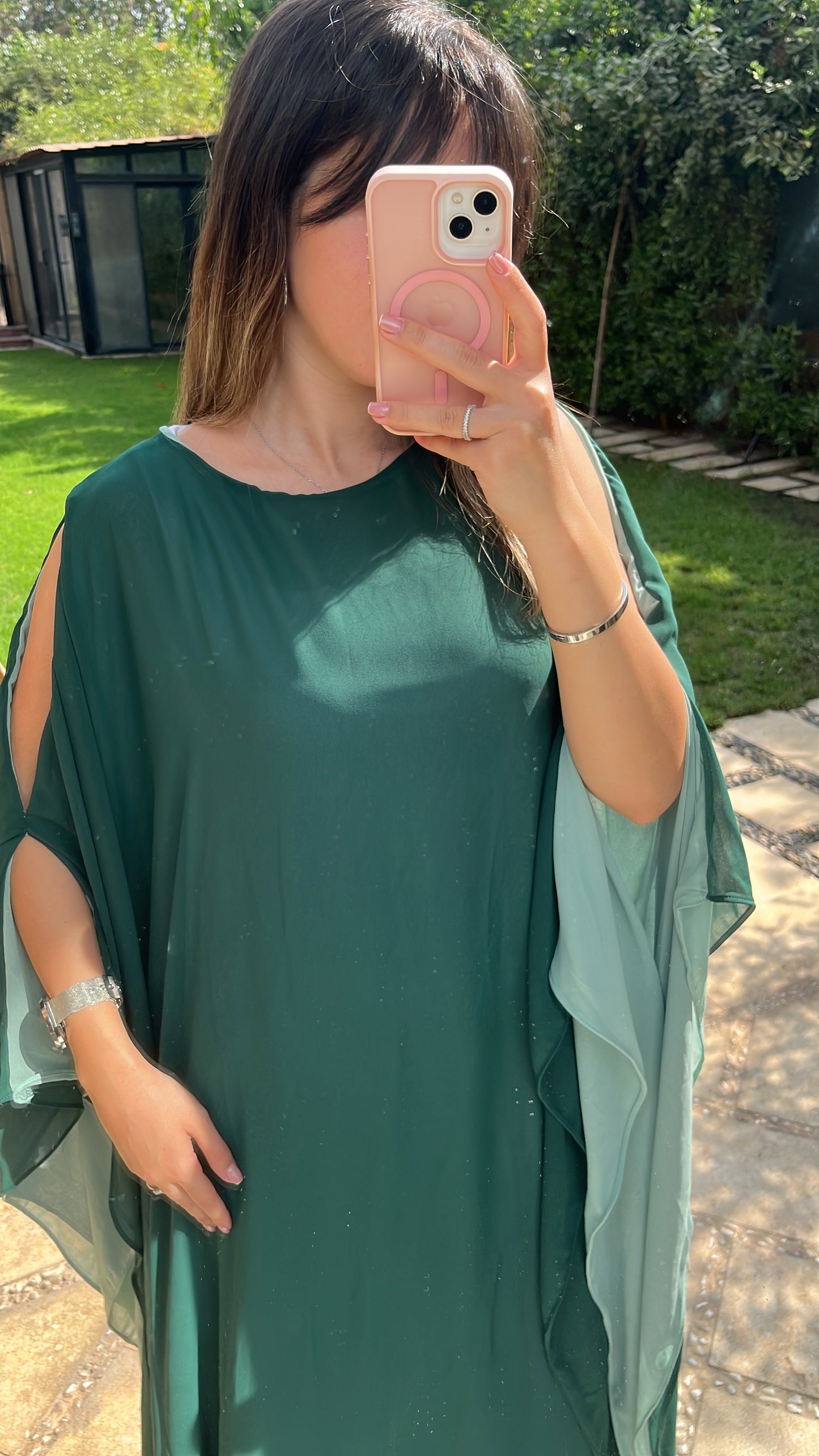 Flow Abaya - Forest Green x Mint