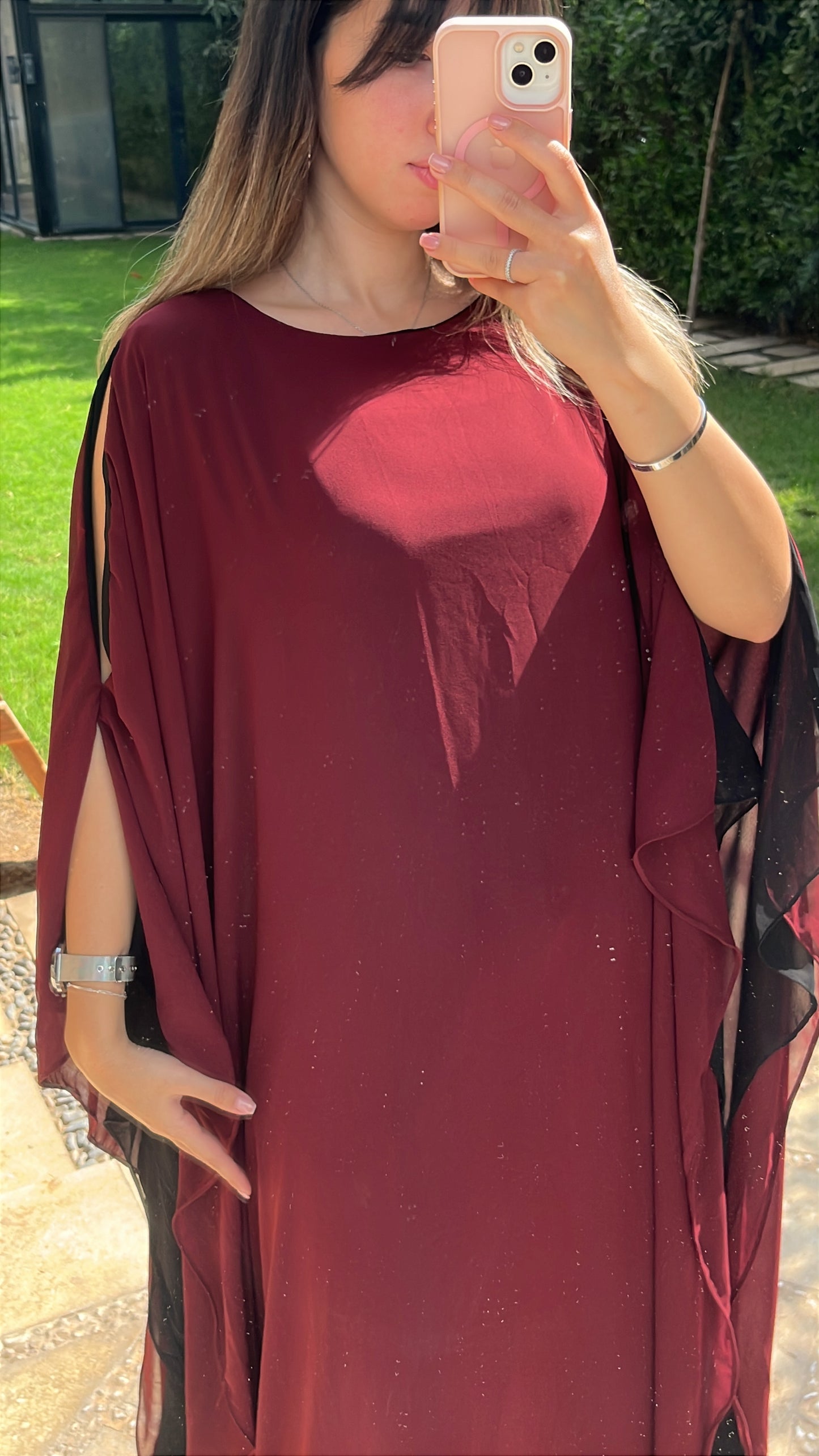 Flow Abaya - Burgundy x Black