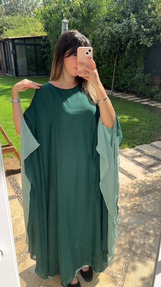 Flow Abaya - Forest Green x Mint