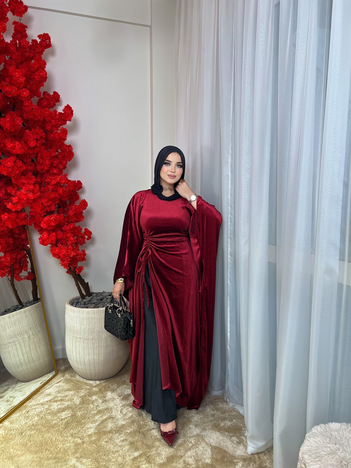 Emilia Velvet Ruffle Dress + Velvet Pants