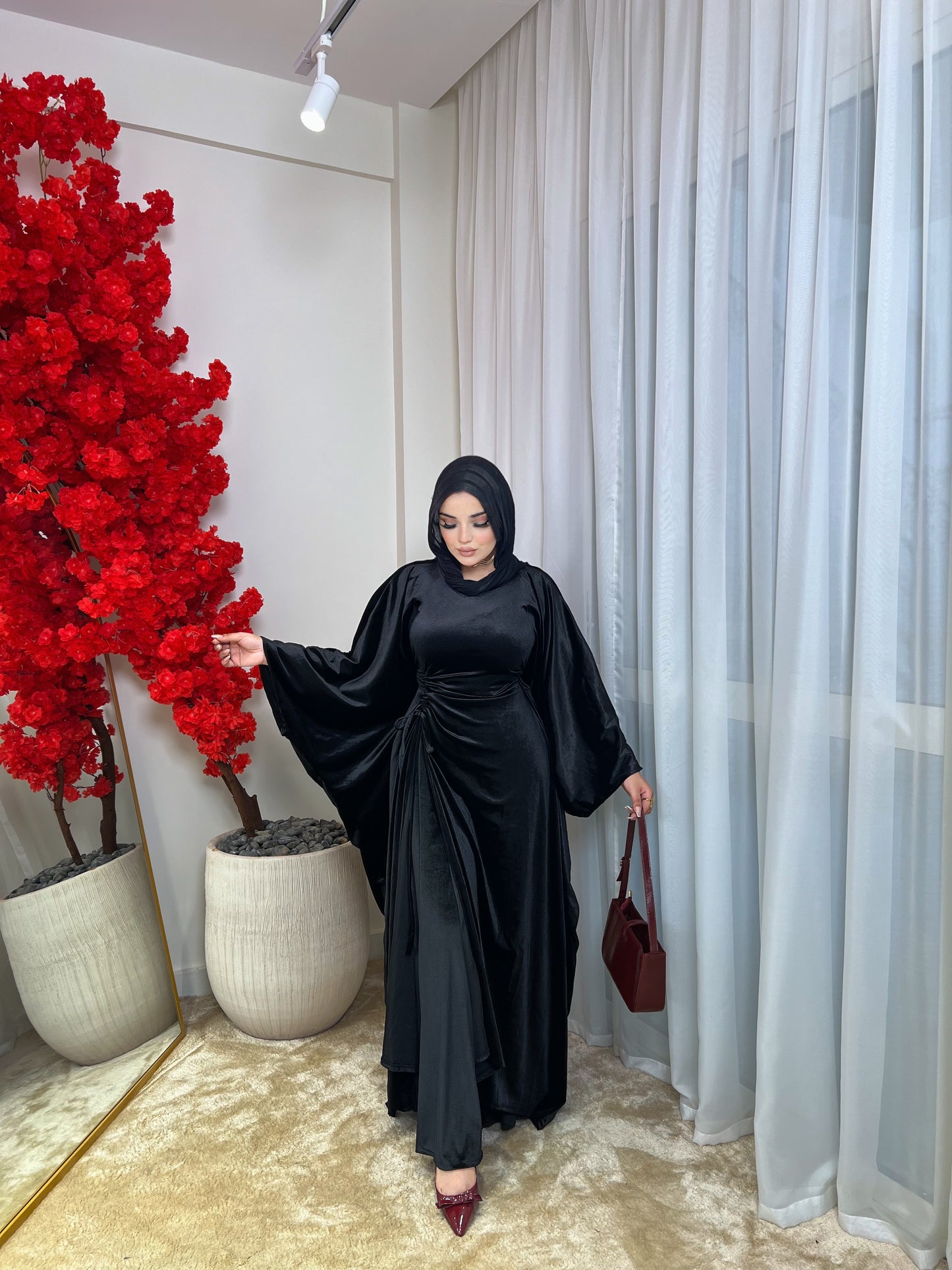 Emilia Velvet Ruffle Dress + Velvet Pants