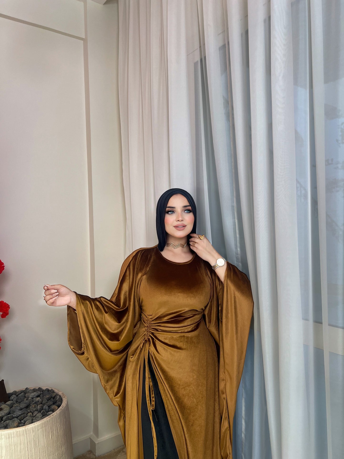 Emilia Velvet Ruffle Dress + Velvet Pants