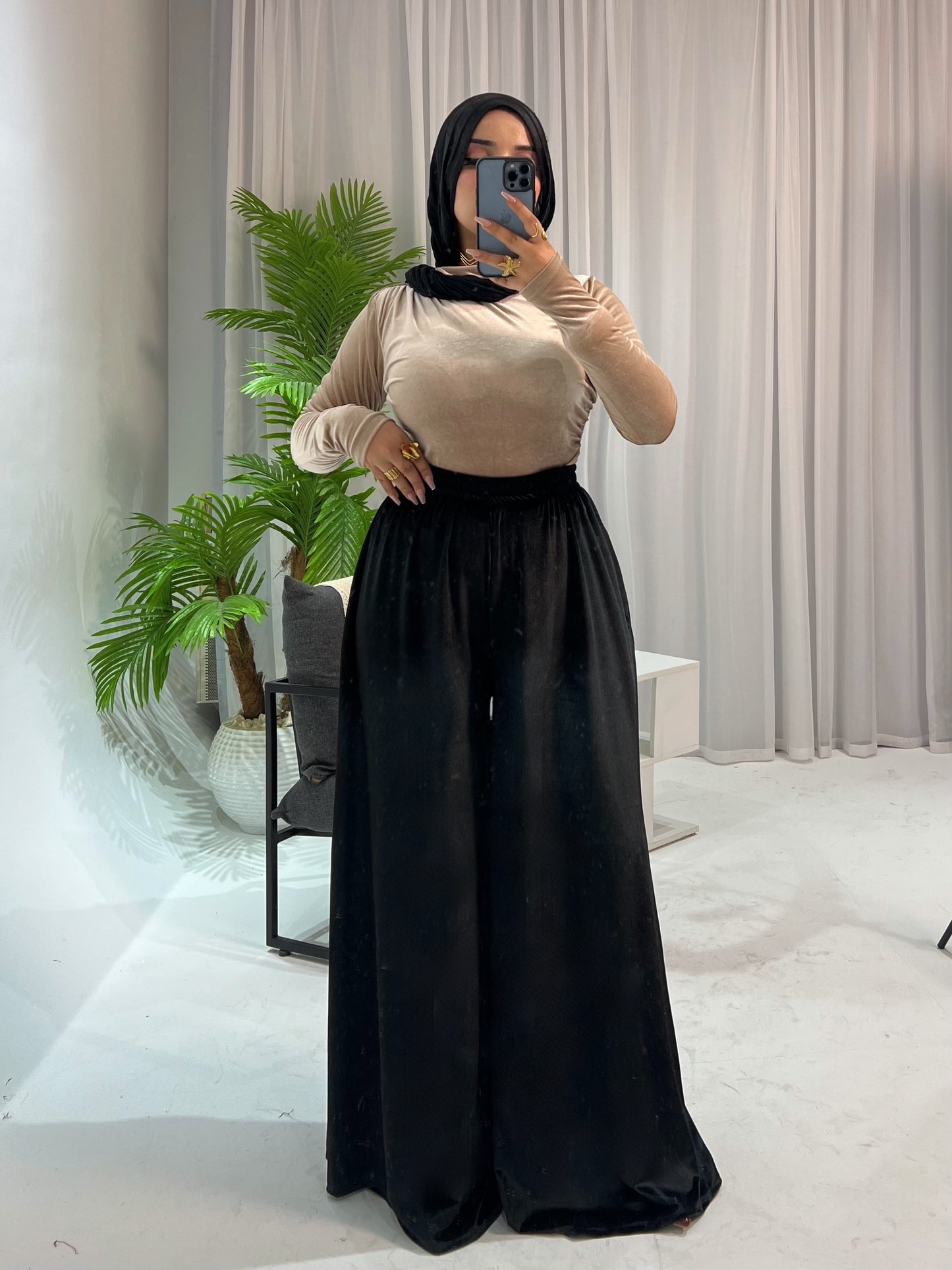 Velvet Wide Leg Pants