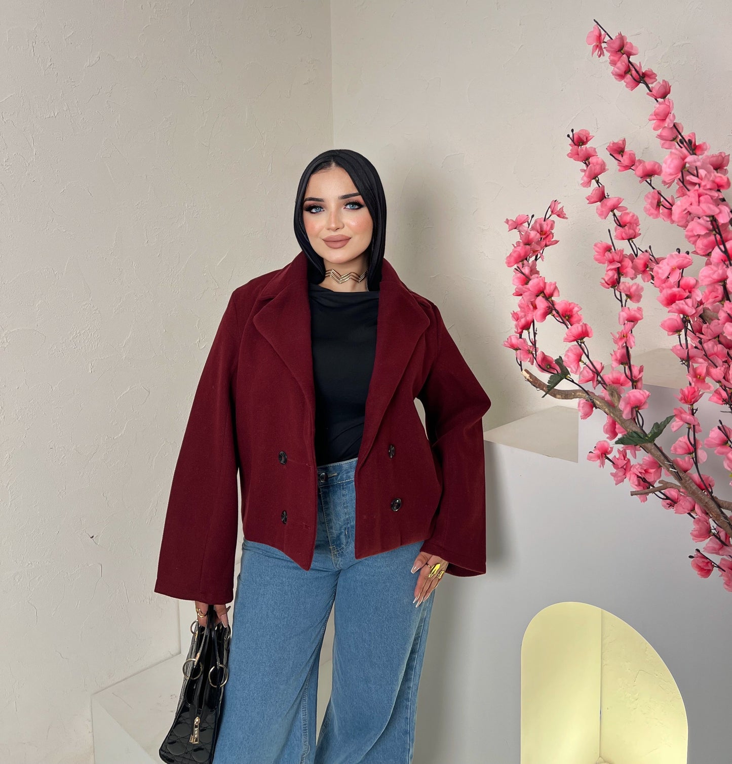 Kayla’s Cropped Jacket - Burgundy