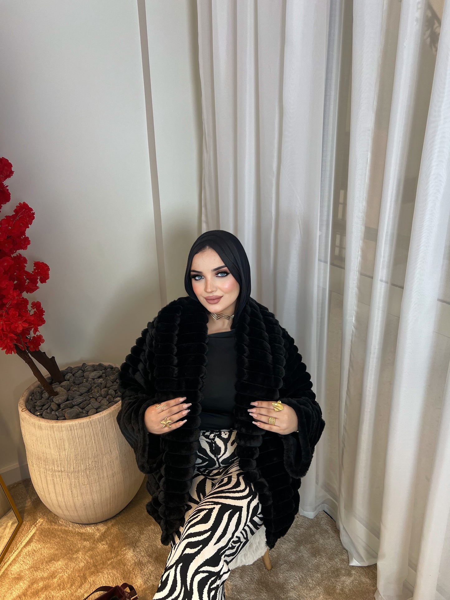 Furry Fur Jacket - Black