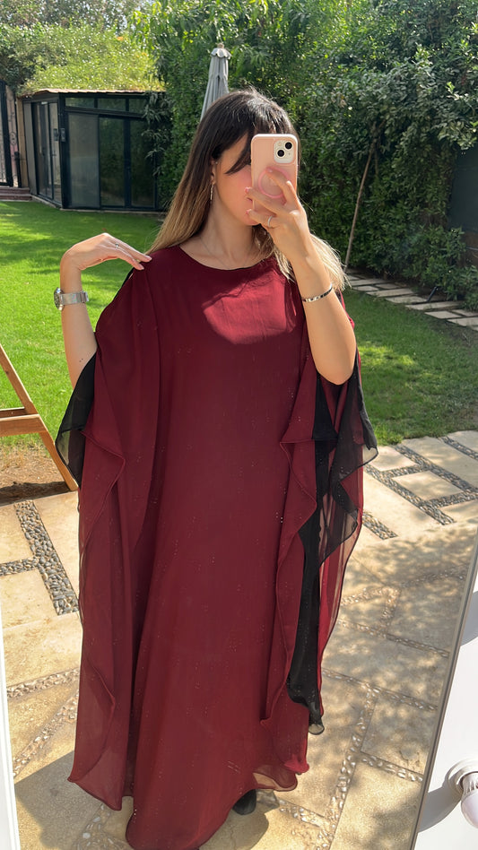 Flow Abaya - Burgundy x Black