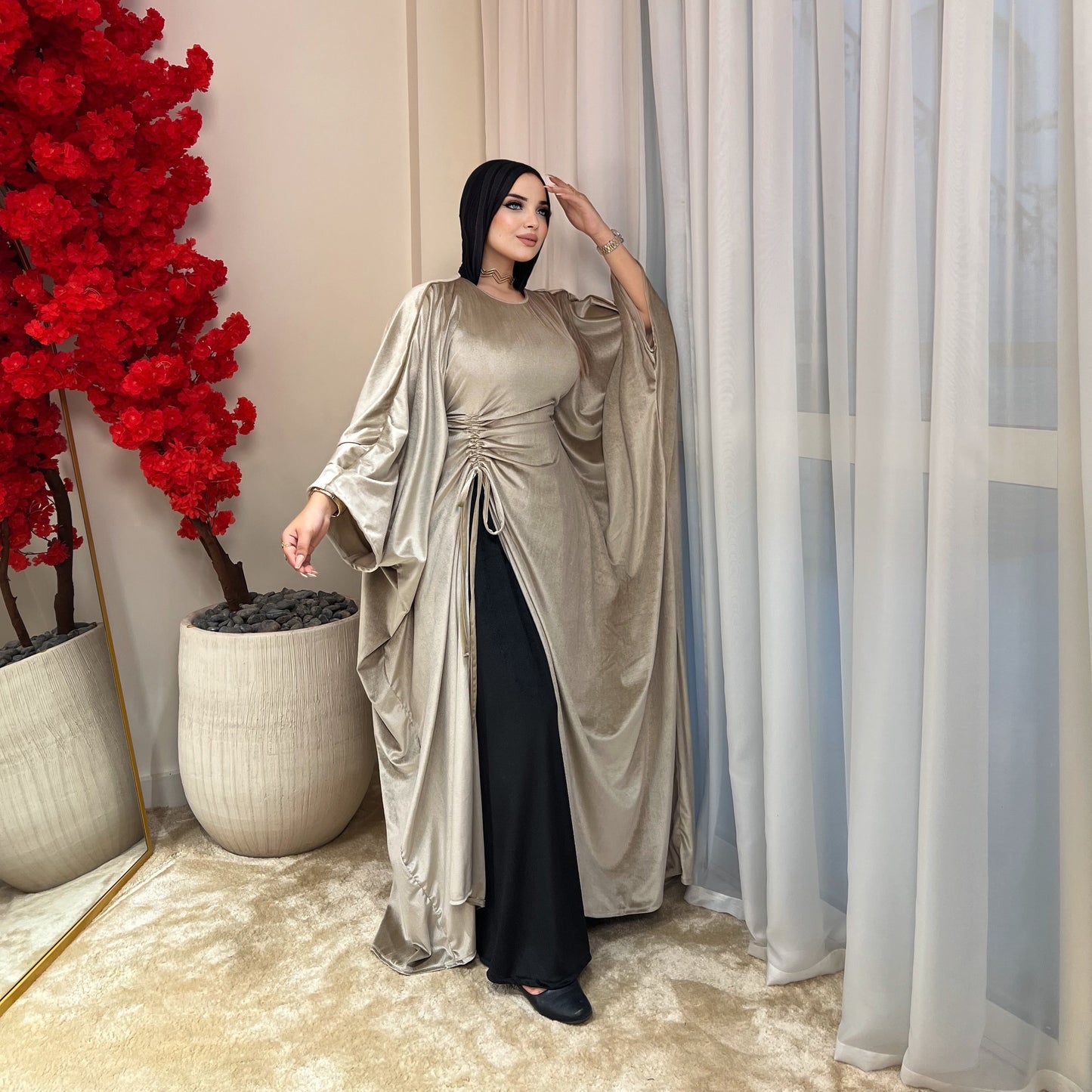 Emilia Velvet Ruffle Dress + Velvet Pants