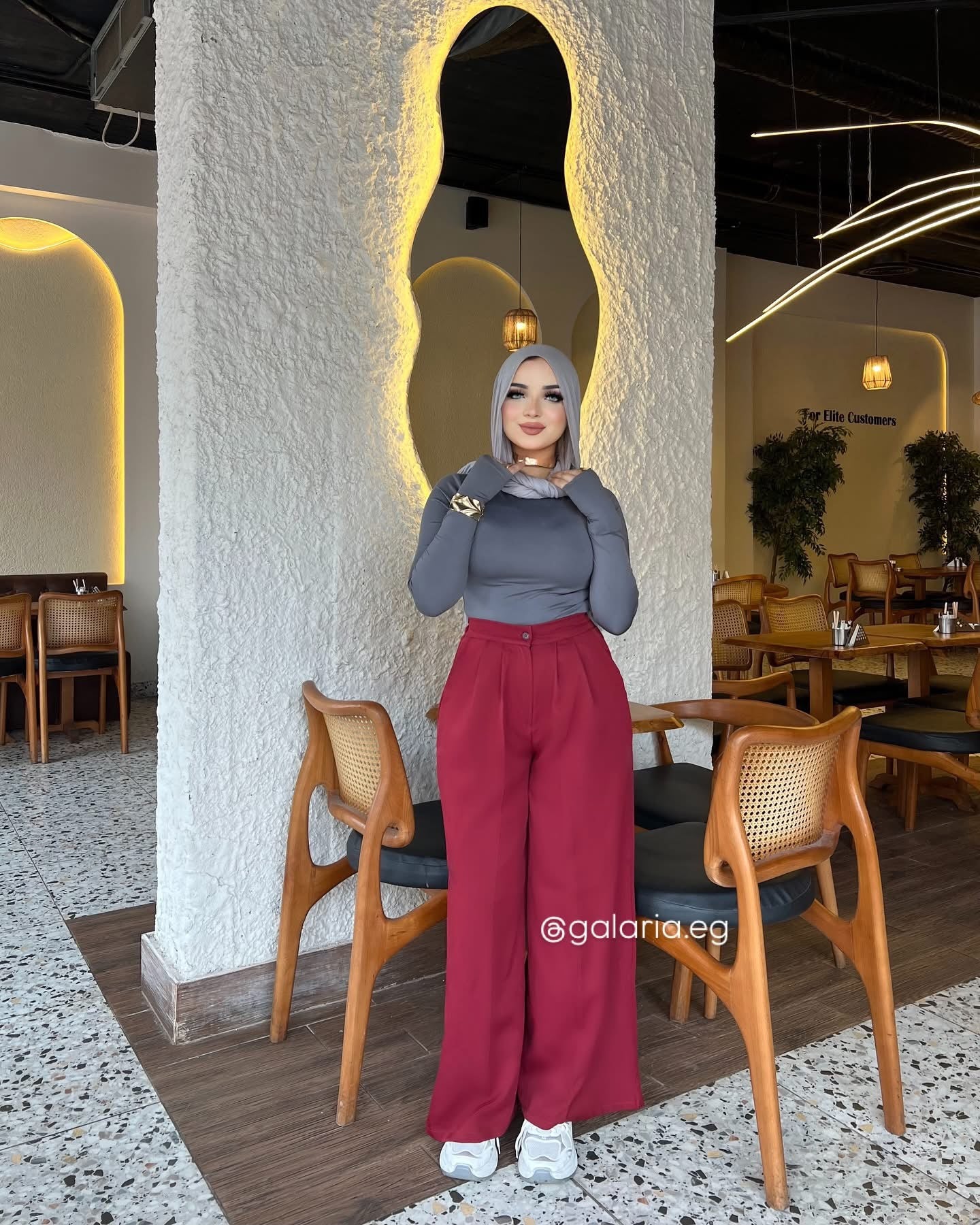 Wide Leg Pants - Dim Red