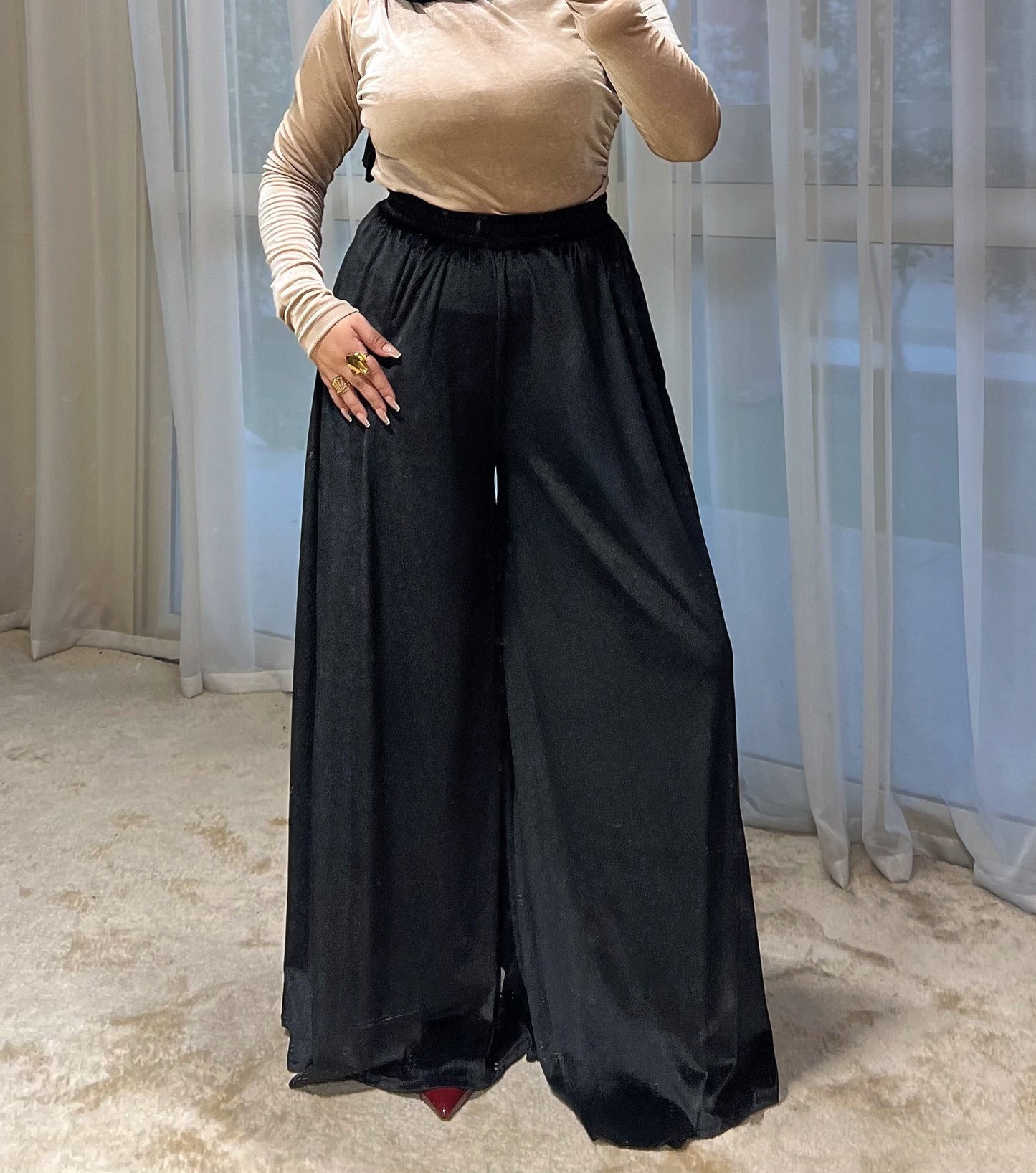 Emilia Velvet Ruffle Dress + Velvet Pants