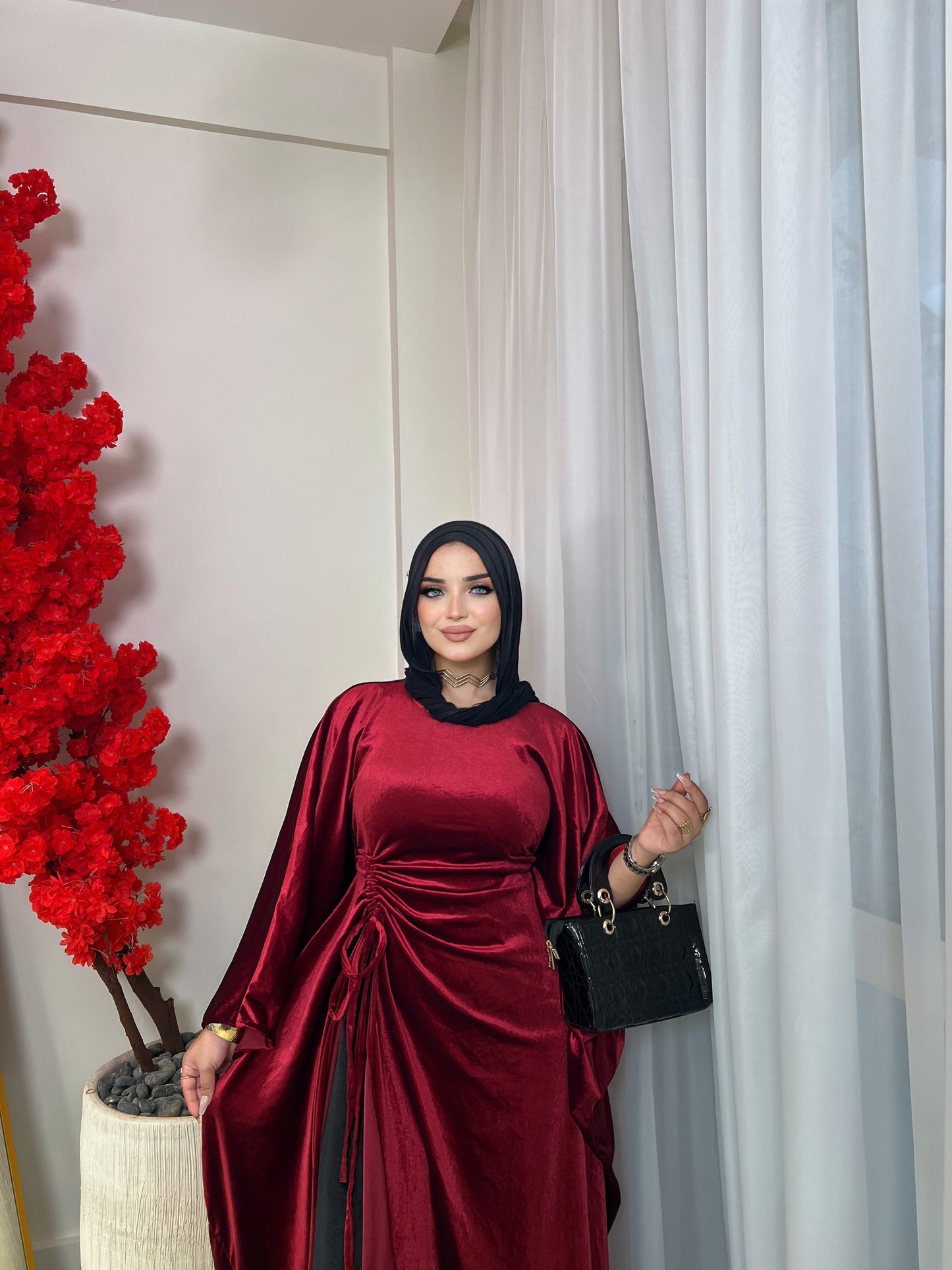 Emilia Velvet Ruffle Dress + Velvet Pants